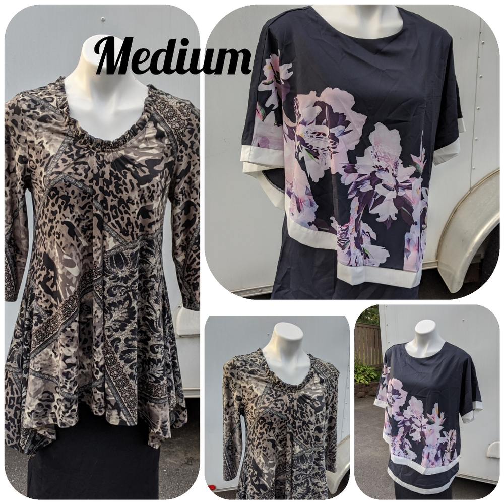 Animal print, floral tunic tops Size Medium bundle